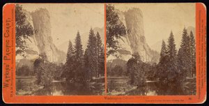 ワシントンコラム、2082フィート、ヨセミテバレー、マリポサ郡、カリフォルニア州 作： Carleton Watkins