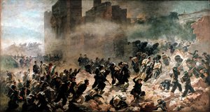 ローマ、ポルタ・ピアの鐘楼（1870年9月20日） - カルロ・アデモーロ（1825-1911）による絵画、油彩・キャンバス。ミラノ、リソルジメント博物館 作： Carlo Ademollo