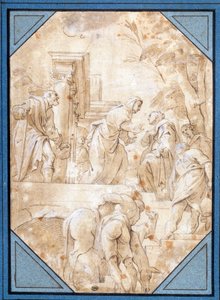 カルロ・ボノーニ（1569-1632）によるラ・ヴィジテーション・ドローイング Sun.0.22 x 0.15 m Paris. 作： Carlo Bononi