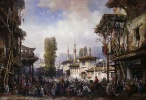 タルタルの広場、バフチェカ、1854年 作： Carlo Bossoli