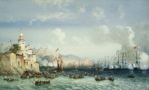 イタリアの戦争：ジェノヴァ、ナポレオン3世の到着、1859 作： Carlo Bossoli