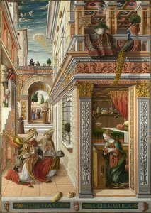 聖エミディウスとの受胎告知。 1486 作： Carlo Crivelli
