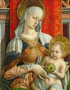マドンナとチャイルド、SantEmidioポリプティクからの詳細、14636のパネル詳細に1473テンペラ