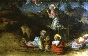 サン・シルベストロのポリプティックからの左手のプレデラパネル「庭園の苦悩 作： Carlo Crivelli
