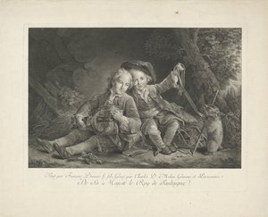 マーモットと 2 人の男の子 作： Carlo Domenico Melini