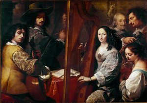 画家の家族 カルロ・フランチェスコ・ヌヴォローネ（1609年頃～1662年）の絵画 17世紀 Sun.126x180 cm ミラノ、ブレラ美術館、イタリア 作： Carlo Francesco Nuvolone