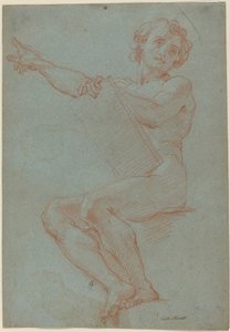 タブレットを持って座っている男性 作： Carlo Maratta