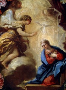 花の詳細を伴う受胎告知、17世紀または18世紀初頭 作： Carlo Maratta