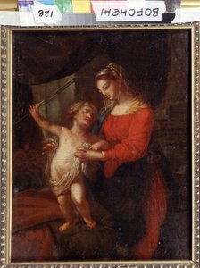 マドンナと子供。 聖母子。 カルロ マラッタ (1625-1713) の絵画。 イタリアのバロック様式の芸術。 キャンバスに油彩。 ロシアのヴォロネジ (ヴォロネジ) にあるイヴァン クラムスコイ (またはクラムスコイ) 美術館。