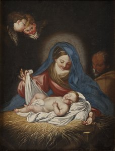 マラッタ（マラッティ）、カルロ（1625-1713）の「La Nativite - Nativity」。油彩・キャンバスサイズ：28x21cmストックホルム国立博物館 作： Carlo Maratti