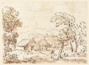 山里の農民の住居と城