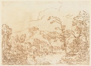 デッサン《山間の小川の村》1770-86年 作： カルロ・マルキオーニ