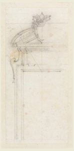 素描、ドアケースのデザイン、1725-50年 作： カルロ・マルキオーニ