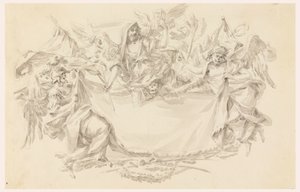 デッサン、碑文の場所としての布のデザイン、1750-86年 作： カルロ・マルキオーニ