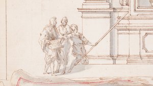 祭壇の設計図：立面図、下にだまし絵平面図、1750-75年 作： カルロ・マルキオーニ