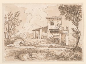 素描《別荘のある風景》1750-60年 作： カルロ・マルキオーニ
