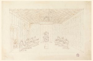 教皇ベネディクト14世と枢機卿たちとの会議図、1740-58年 作： カルロ・マルキオーニ