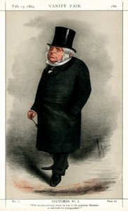ジョン・ブライト、ブリティッシュ・ラジカルおよびリベラル政治家、1869年。 作： Carlo Pellegrini