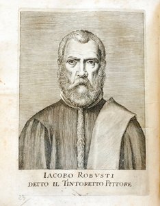 ヤコポ・ロブスティ・ディット・レ・ティントレ（ティントレット）（1518-1594）の肖像 イタリアの画家 カルロ・リドルフィの「Maraviglie dell