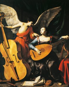 カルロ・サラチェーニ（c.1579-1620）作「聖チェチーリアと天使」1610年頃 作： Carlo Saraceni