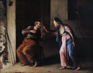 聖ペテロの否定。 カルロ サラチェーニ (1579-1620) の絵画。 キャンバスに油彩。 薄暗い: 38x48cm。 エクス アン プロヴァンスのグラネ美術館。 作： Carlo Saraceni