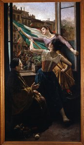 リソルジメント。ミラノの5日間（Cinque giornate di Milano）（1848年3月18日〜22日）：これは1848年の革命（第一次イタリア独立戦争の一部）の最初のエピソードの一つで、ミラノの人々が反乱を起こしたことを示している。 作： Carlo Stragliati