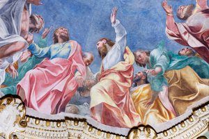 十二使徒の聖霊降臨（詳細）、1575年頃 作： Carlo Urbino