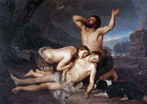 アベルの死を悼むアダムとイブ。 作： Carlo Zatti