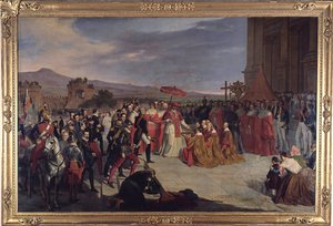 教皇ピウス 9 世、デ パリ、カルロ (1800-1861) によるローマのラテラノ大聖堂の再奉献。 キャンバスに油彩 作： Carlo de Paris