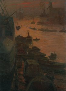 皇帝岸壁によるハンブルク港、1911 作： Carlos Grethe