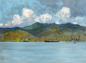 1898年6月3日、サンティアゴデクーバ近くの沿岸沖の戦争船