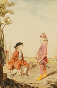 1767年の岸壁に立つ2人の若者のドヌーヴィル兄弟 作： Carmontelle