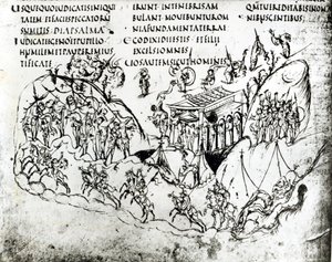ユトレヒト詩篇からの詩篇を描いたさまざまなシーン、現在ユトレヒト大学図書館にあるランスのオリジナルのコピー（ペンとインク）