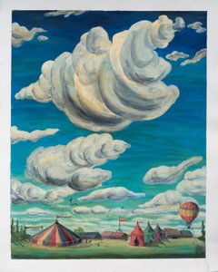サーカスのテントの上の大きな雲、1992（紙に油彩） 作： Carolyn Hubbard Ford