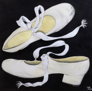 Old Tap Dancing Shoes、1992（紙に鉛筆とトイレ） 作： Carolyn Hubbard Ford