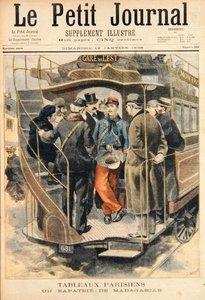 1896年1月12日、ルプチジャーナルのフォーチュンルイモーレ（1844-1901）のイラストが刻まれた、マダガスカルからの帰還兵士（カラー彫刻） 作： Carrey