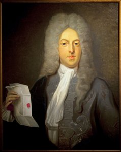 ジョン・ロー (1671-1729) の肖像画、スコットランドの金融業者であり、フランスの金融管理者であり、1720 年の破産の責任者です。カシミール・バルタザール (1811-1875) による絵画、キャンバスに油彩 作： Casimir de Balthasar