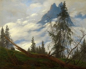 雲が動く山頂。 1835年頃