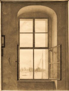 アーティストのスタジオからの眺め（右ウィンドウ） 作： Caspar David Friedrich