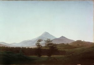 大小のミルショーがあるボヘミアンの風景 作： Caspar David Friedrich
