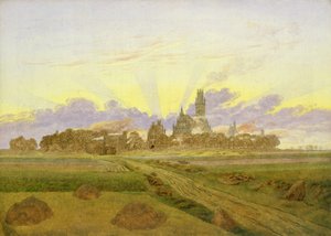 ノイブランデンブルクの夜明け（キャンバスに油彩） 作： Caspar David Friedrich