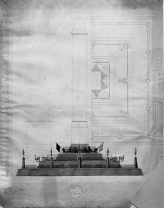 戦争記念館のデザイン（紙に鉛筆、インク、トイレ） 作： Caspar David Friedrich