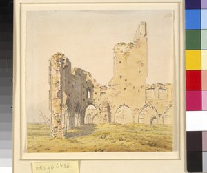 スウェーデン領ポメラニアのグライフスヴァルト近くのエルデナ修道院 作： Caspar David Friedrich