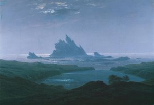 海のビーチの岩礁 作： Caspar David Friedrich