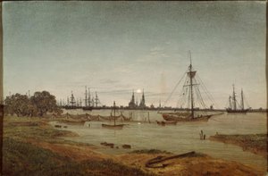 月明かりによる港 作： Caspar David Friedrich