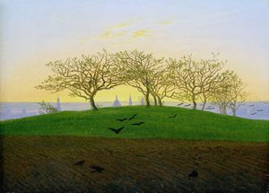 ドレスデン近くの丘と耕された畑 作： Caspar David Friedrich