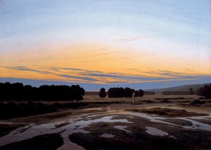 "La grande reserve pres de Dresde, Allemagne" （ドレスデン近郊の大保護区） カスパー・ダヴィッド・フリードリヒ（1774-1840）の絵画 Dim 73,5x103 cm 油彩・キャンバス 1832 ドレスデの州立美術館 作： Caspar David Friedrich