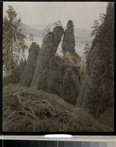 ノイラーテン (ドイツ) の岩の門。 (Neurathen のロック ゲート)。 Caspar David Friedrich (1774-1840) の作品、紙に水彩、1826 年から 1828 年。19 世紀のドイツの芸術、ロマン主義。 国立エルミタージュ、サンクトペテルブルク。 作： Caspar David Friedrich