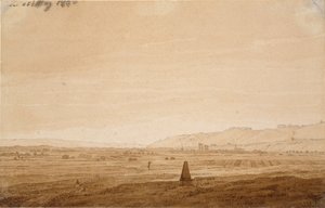 オベリスクのある風景、1803 作： Caspar David Friedrich