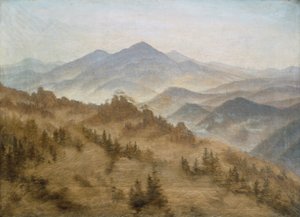ボヘミア山脈のローゼンバーグのある風景 作： Caspar David Friedrich